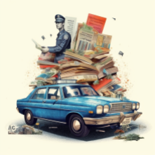 Officer with books – 2023, Midjourney