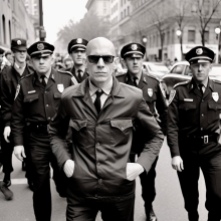 Michel Foucault thinks about policing – 2023, Midjourney